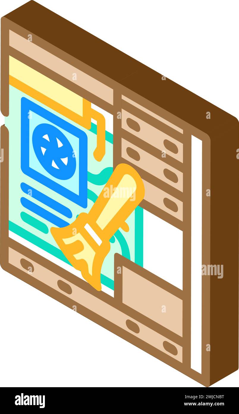 pc cleaning repair computer isometric icon vector illustration Stock ...