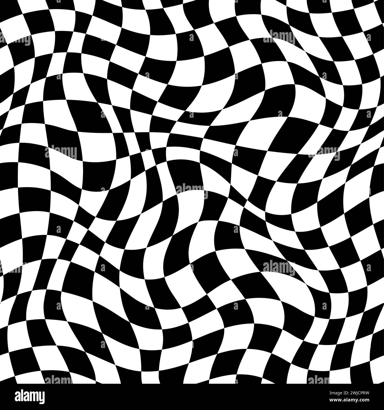 Wavy checker pattern or trippy checkerboard background with optical ...