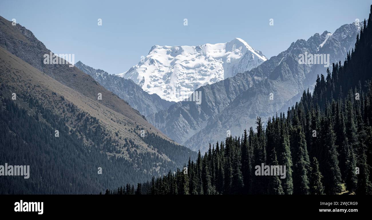 High mountains in the mountain valley near Altyn Arashan, Kyrgyzstan Stock Photo