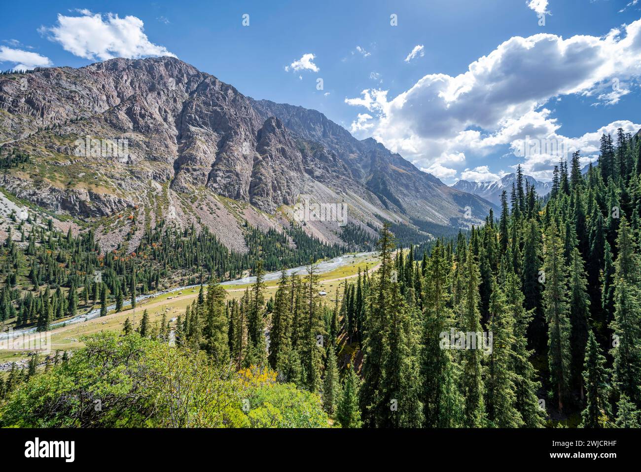 Mountain landscape in a mountain valley, Jeti-Oeguez, Issyk-Kul region, Kyrgyzstan Stock Photo