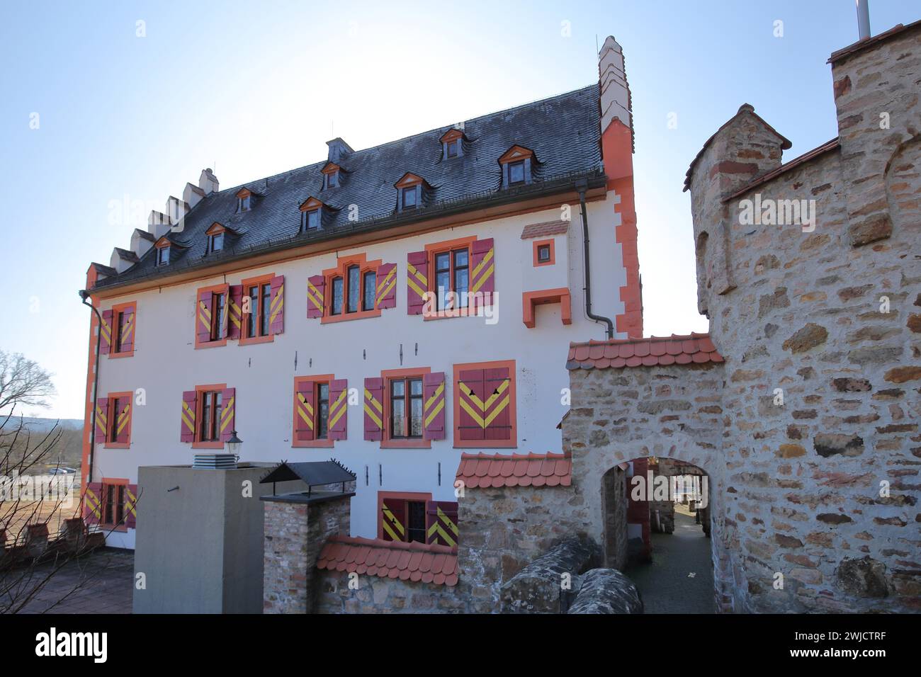 Historic Hutten Castle built in 1536 with stepped gable, Bad Soden, Bad ...