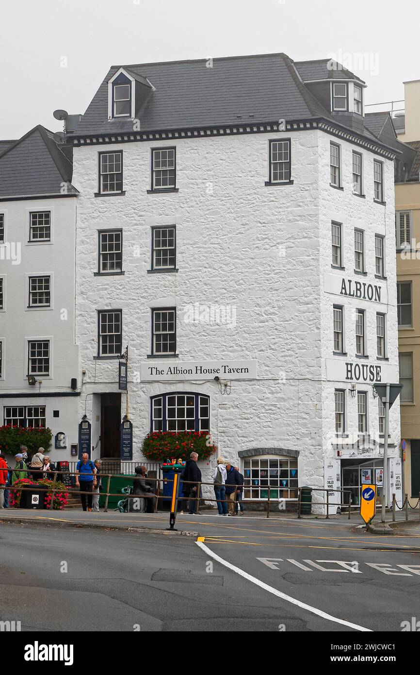 Historic pub Albion House Tavern, St. Peter Port, Channel Island Guernsey, England, Great Britain Stock Photo