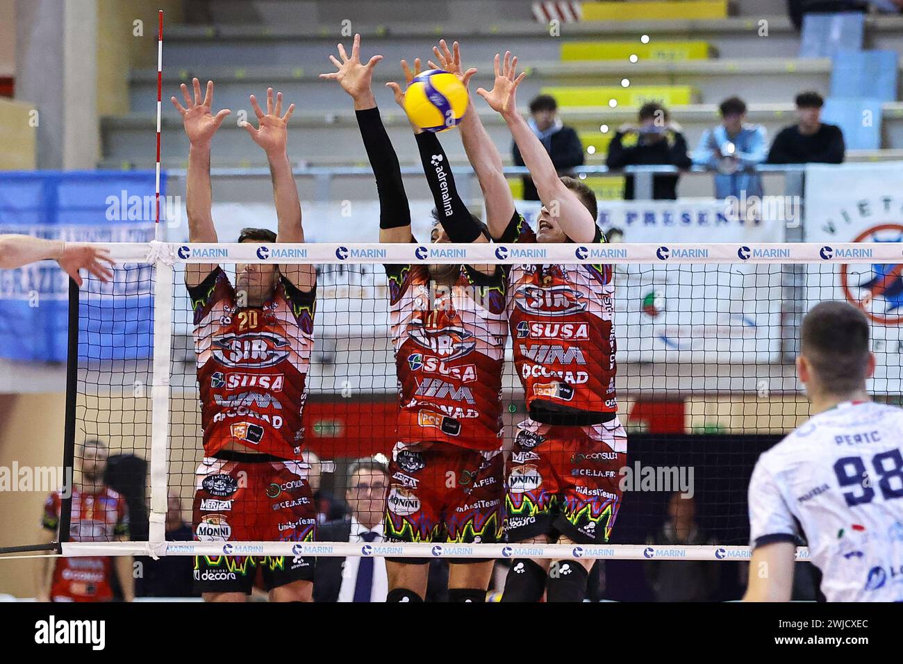 Latina, Italy. 14th Feb, 2024. Sir Susa Vim Perugia block during