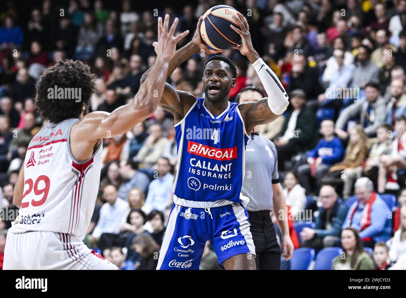 Antwerp, Belgium. 14th Feb, 2024. Mechelen's WenBoss Mukubu pictured