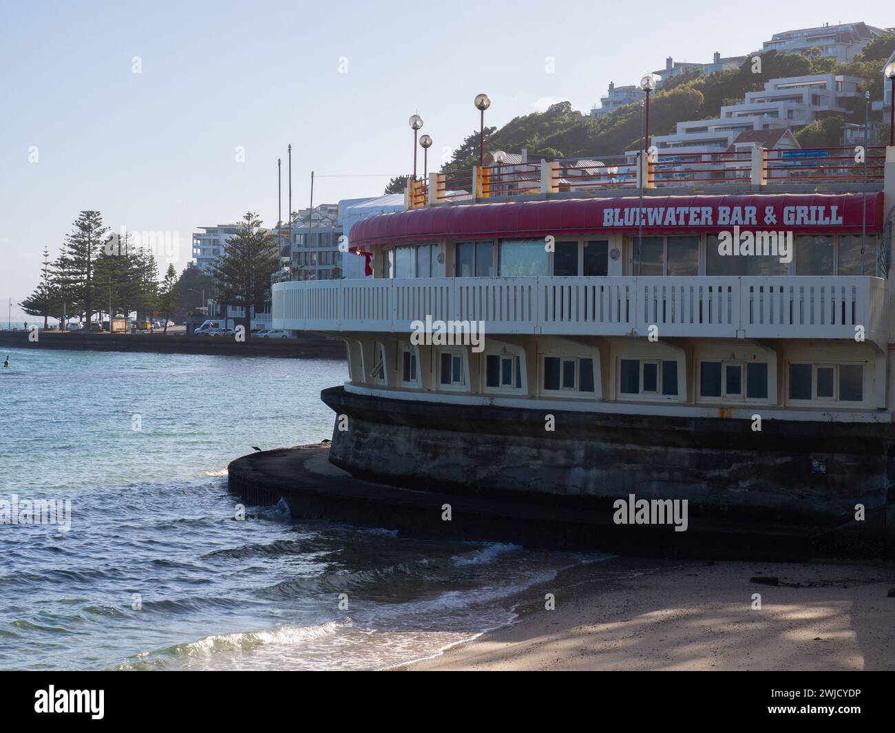 Restaurant On The Water Along Oriental Bay In Wellington NZ Stock Photo