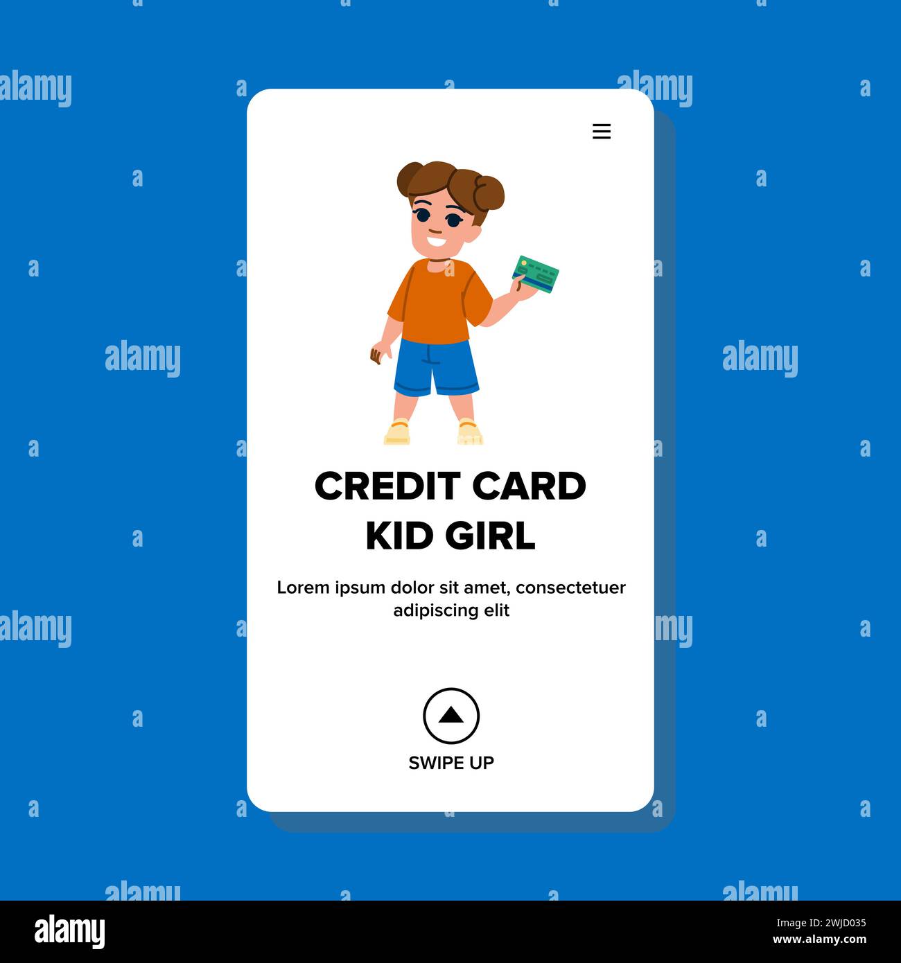 child credit card kid girl vector Stock Vector
