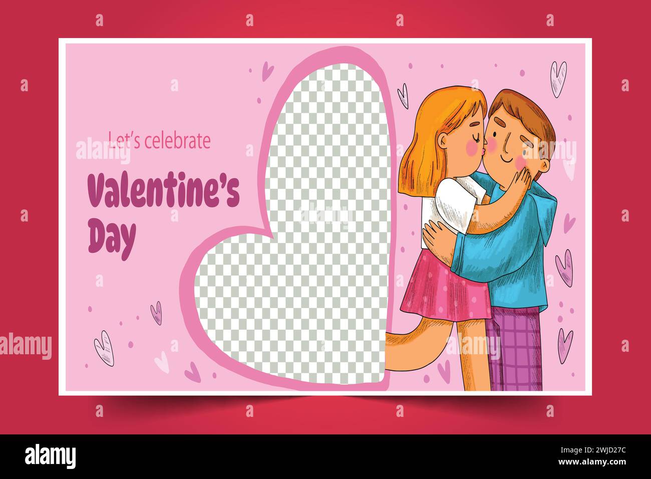 hand drawn valentine s day horizontal banner template design vector ...