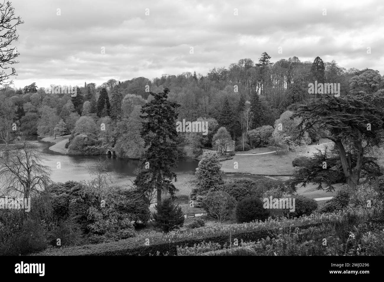 High angle view of Stourhead Gardens Stock Photo