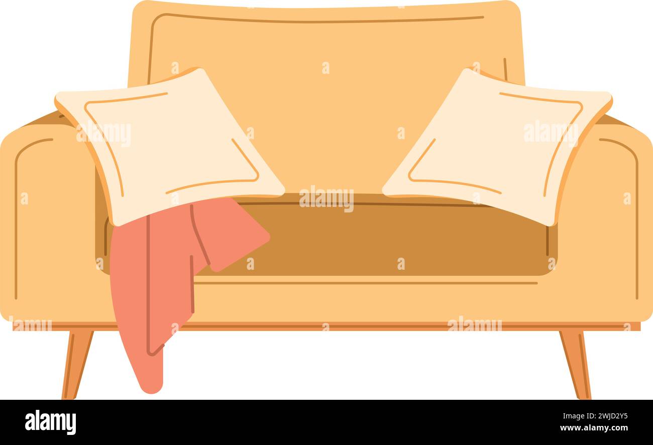 Isolated colored couch sketch icon with pillows Vector Stock Vector ...