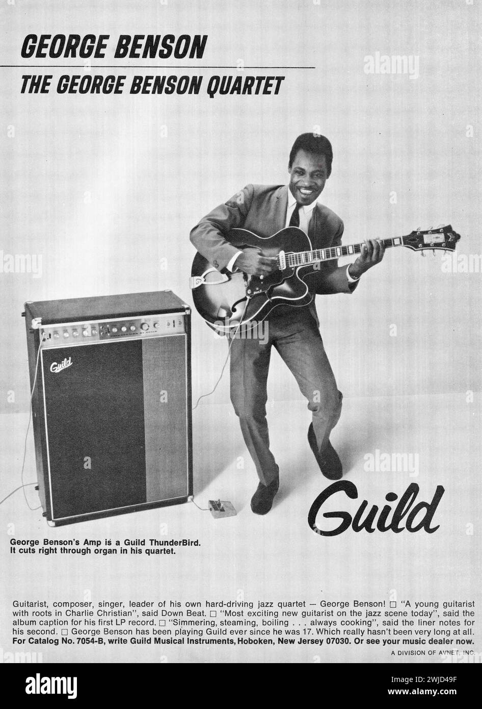 A full page ad for Guild guitars and amplifiers featuring jazz star ...