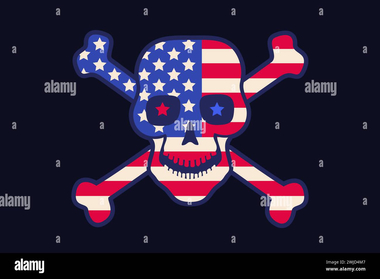 Vector vintage skull with american flag. Skull with flag of USA Stock Vector