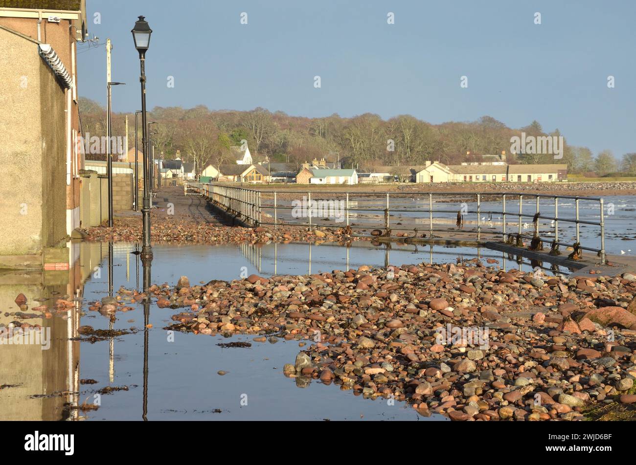 The aftermath of coastal flooding in February 2024 in the village of