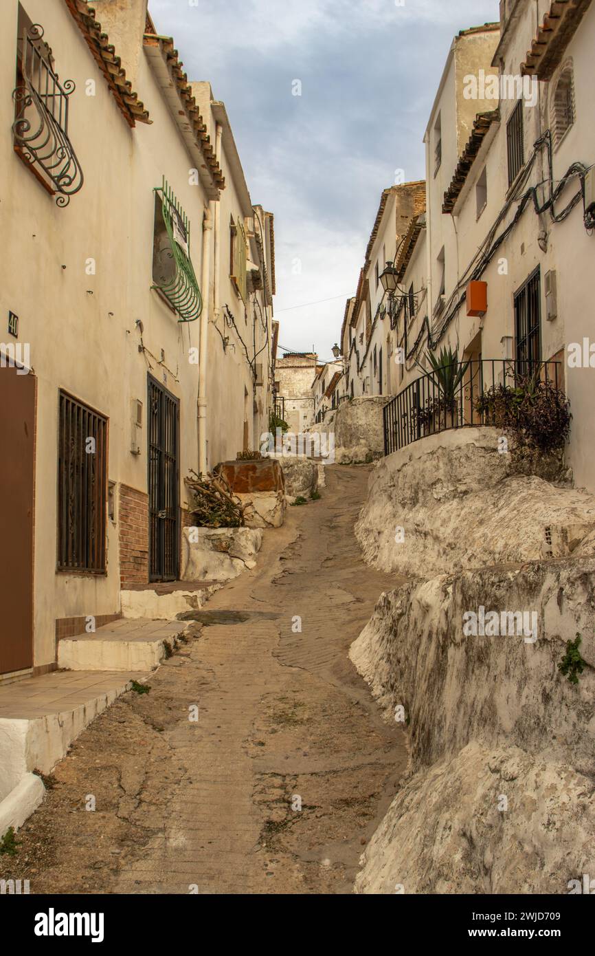 A Stroll Down Calle de la Hoz, Oliva’s Historic Charm Stock Photo