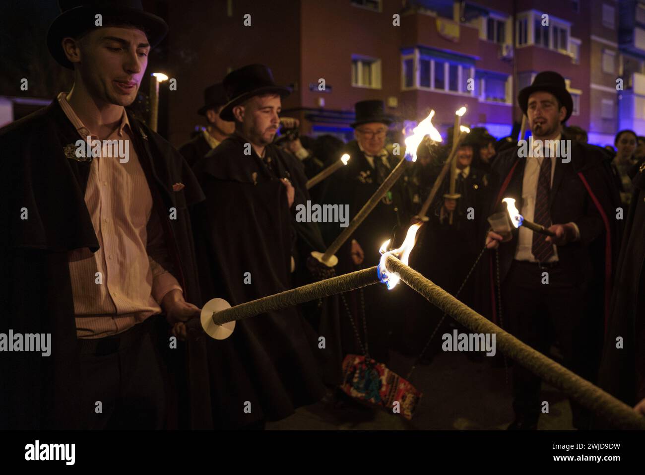 Madrid, Madrid, Spain. 14th Feb, 2024. Members of the brotherhood of