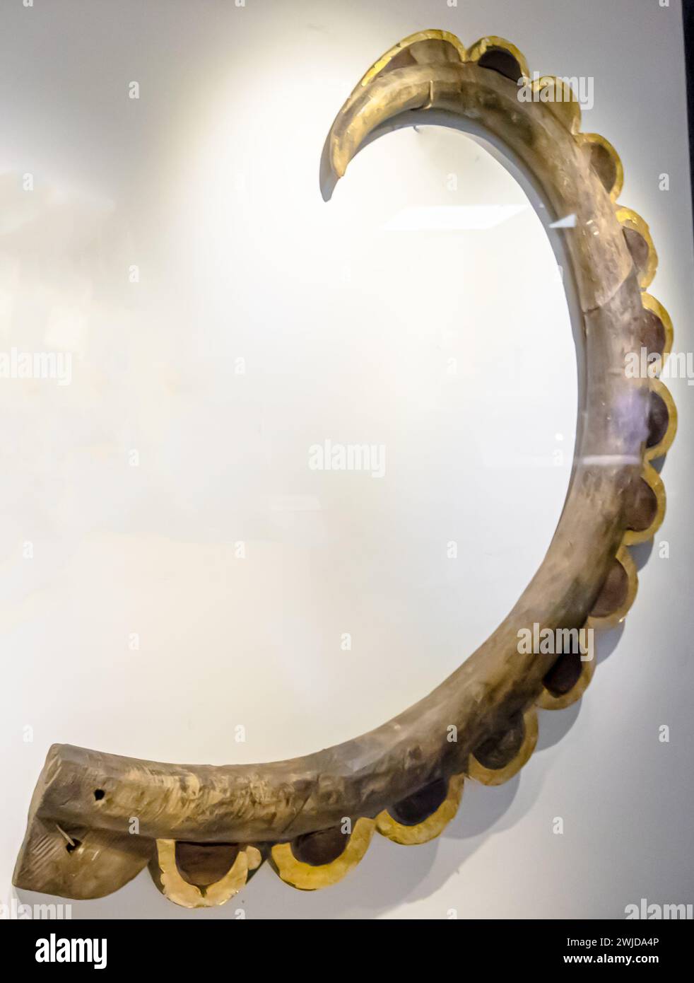 Decorative wooden artwork - horn of a mountain goat, 4th - 3rd century B.C., Berel, West Kazakhstan Stock Photo