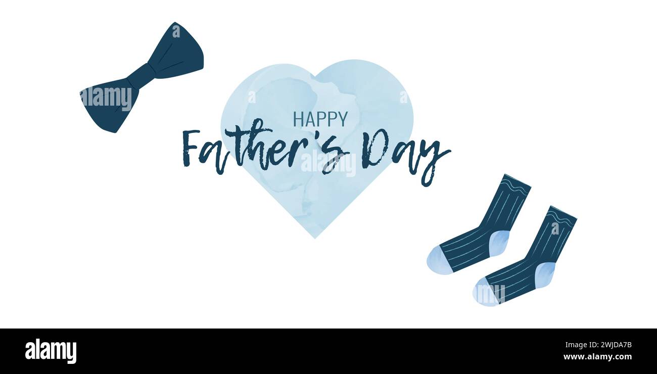 Templates Father Day holiday in watercolor style. Text on figure heart ...