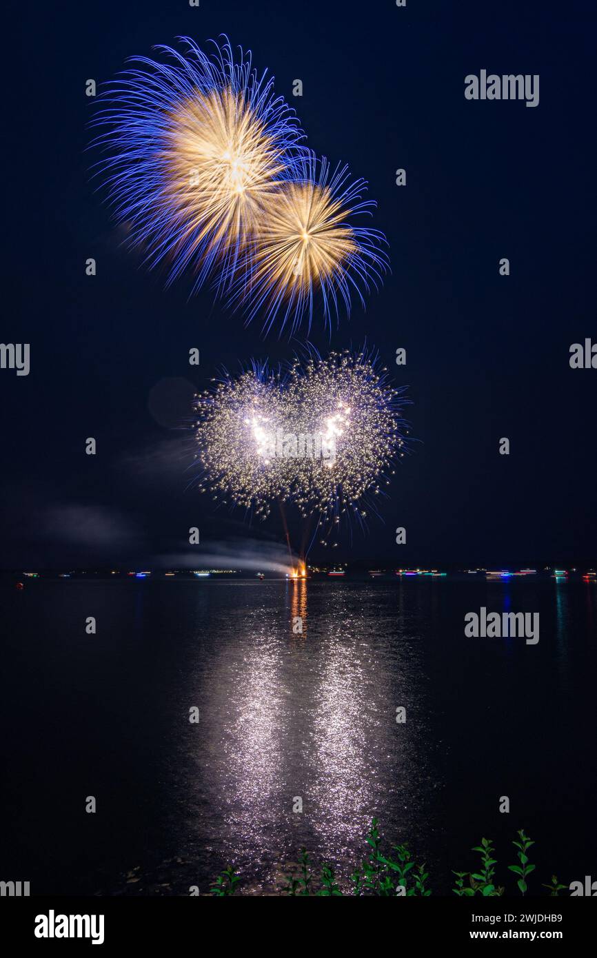 Fireworks on the Ottawa River Stock Photo