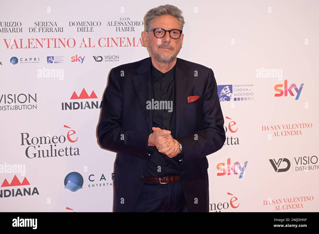 Rome, Italy. 14th Feb, 2024. Sergio Castellitto attends the red carpet of movie 'Romeo è Giulietta' at The Space Cinema Moderno. Credit: SOPA Images Limited/Alamy Live News Stock Photo