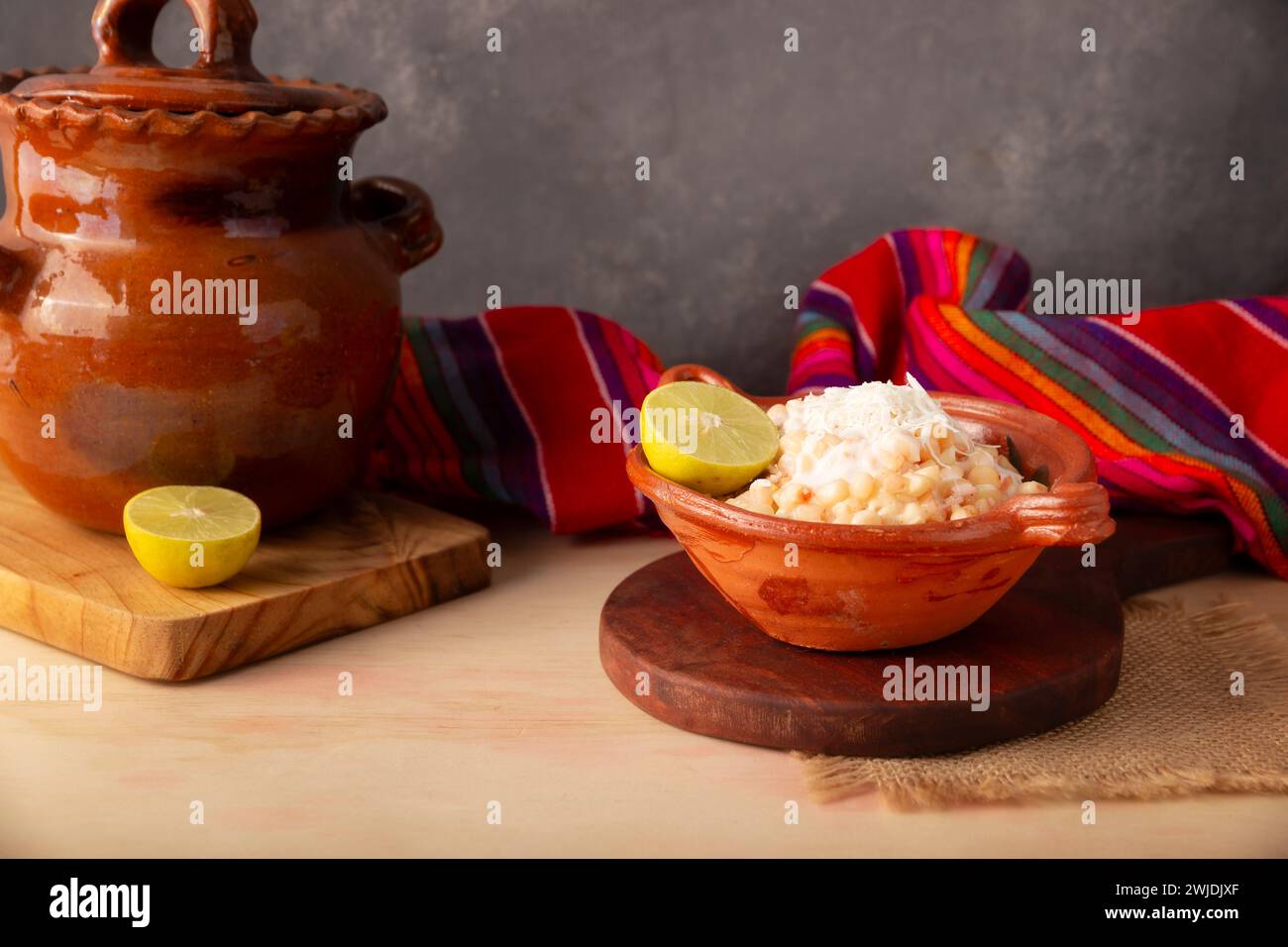 Esquites. Corn kernels cooked and served with mayo, sour cream, lemon