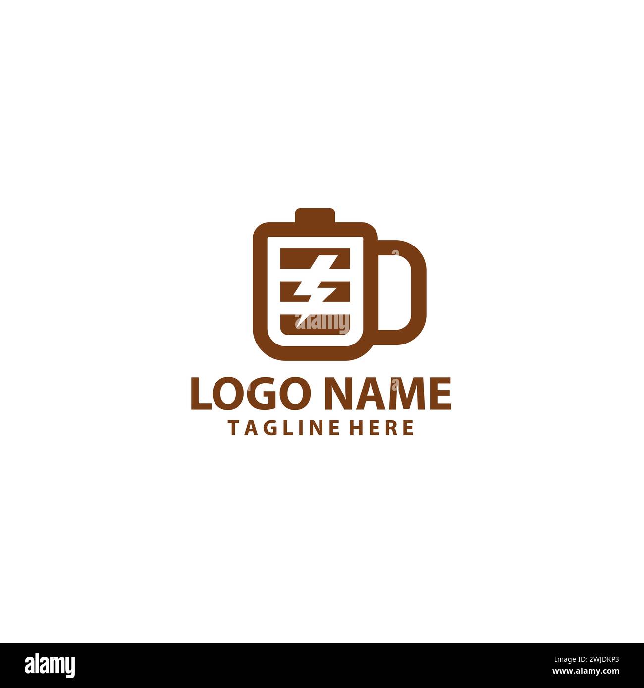 battery coffee logo design vector Stock Vector