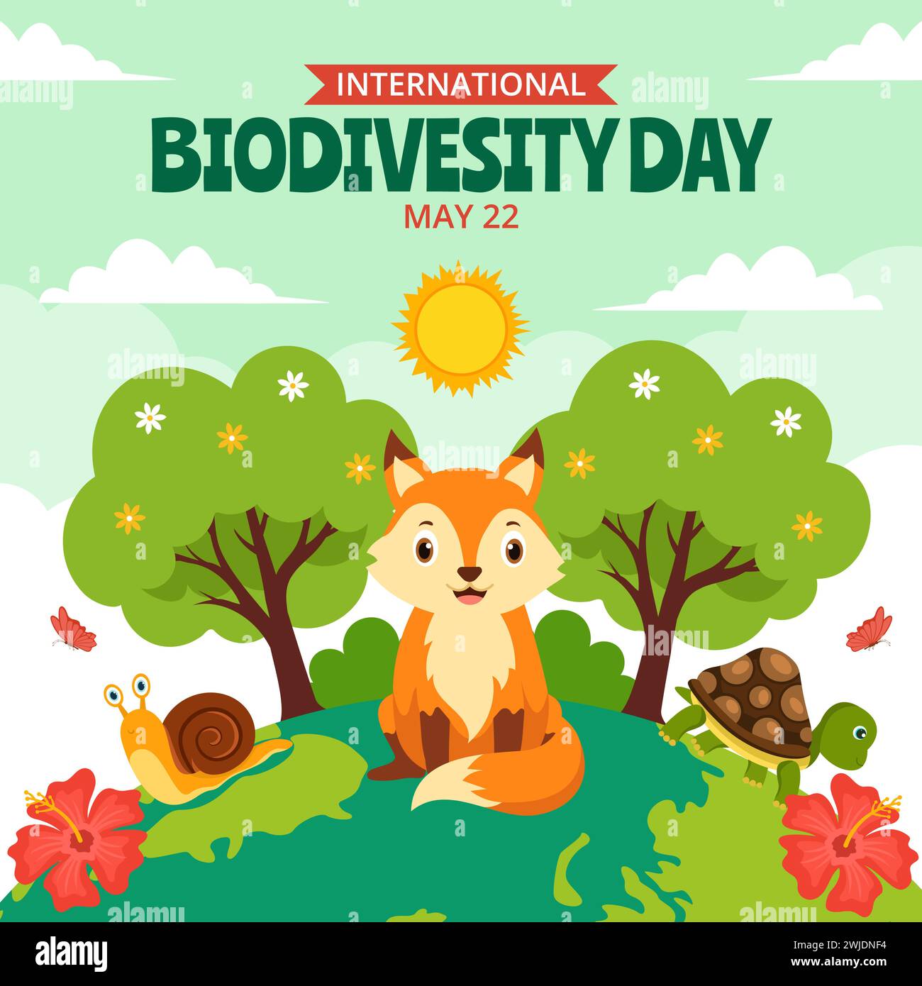 Biodiversity Day Social Media Illustration Flat Cartoon Hand Drawn ...