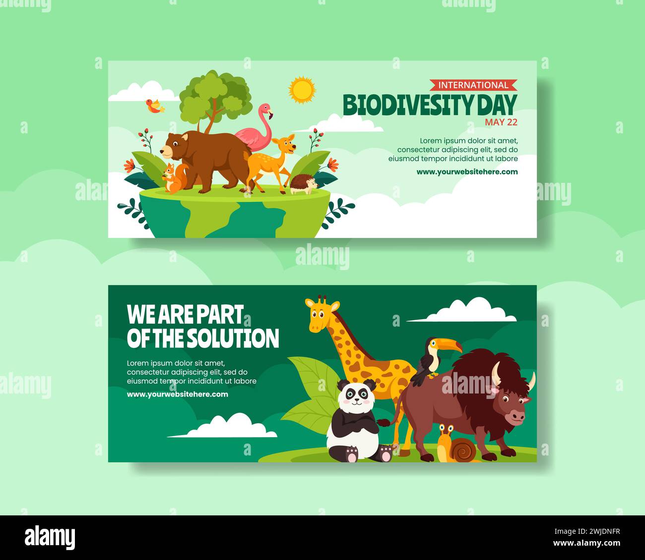 Biodiversity Day Horizontal Banner Flat Cartoon Hand Drawn Templates ...