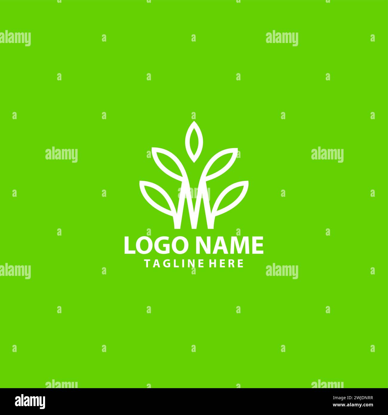letter M plant logo design vector Stock Vector