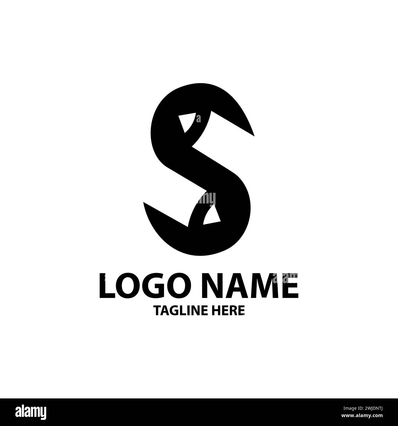 letter S pencil negative space logo design vector Stock Vector