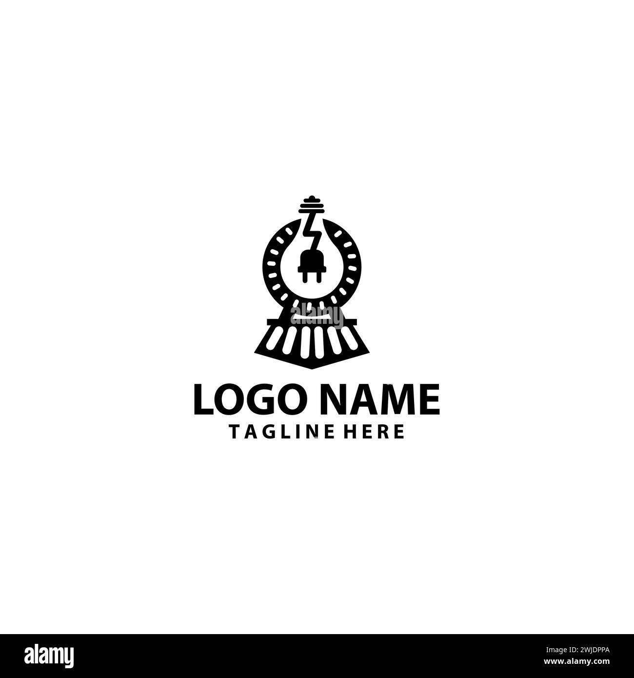 train electric bulb logo design vector Stock Vector
