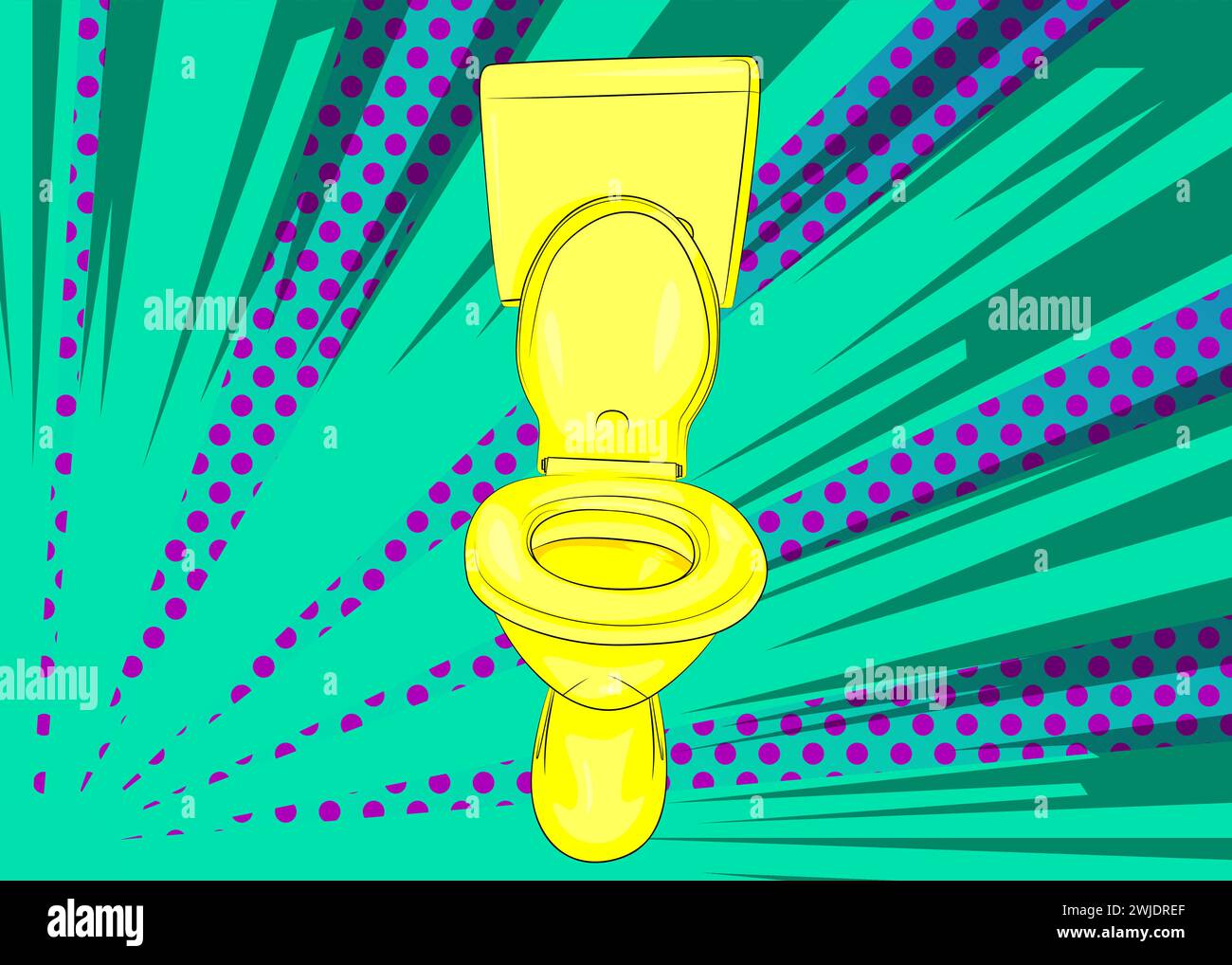 Cartoon Flush Toilet, comic book Restroom. Retro vector comics pop art design Stock Vector Image
