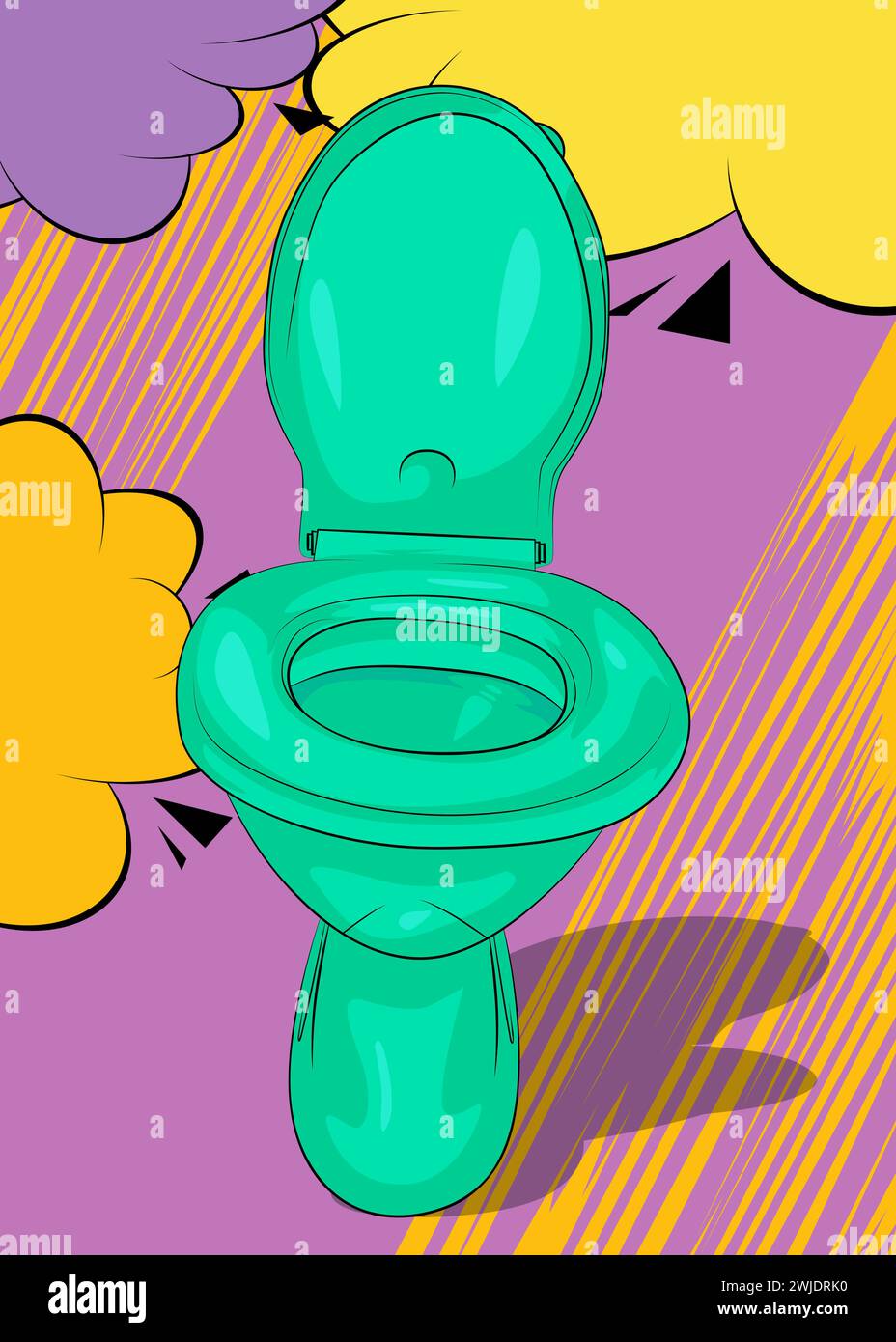 Cartoon Flush Toilet, comic book Restroom. Retro vector comics pop art ...