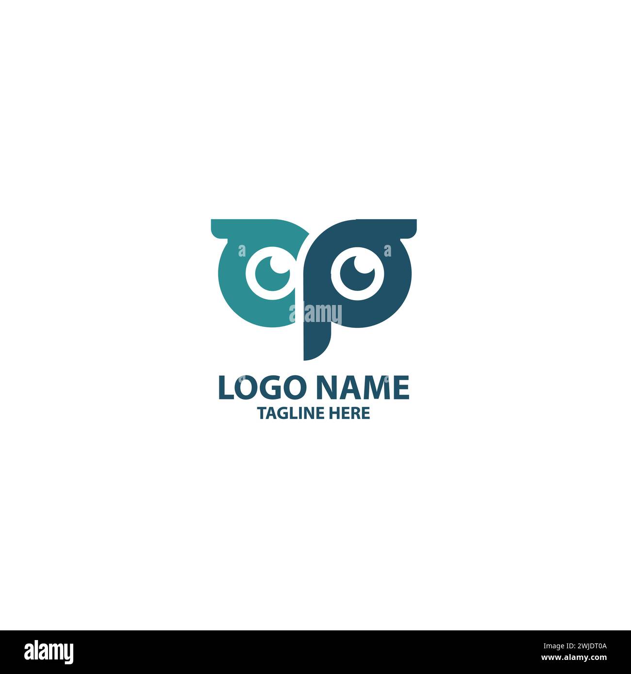 initial letter CP owl logo design vector Stock Vector