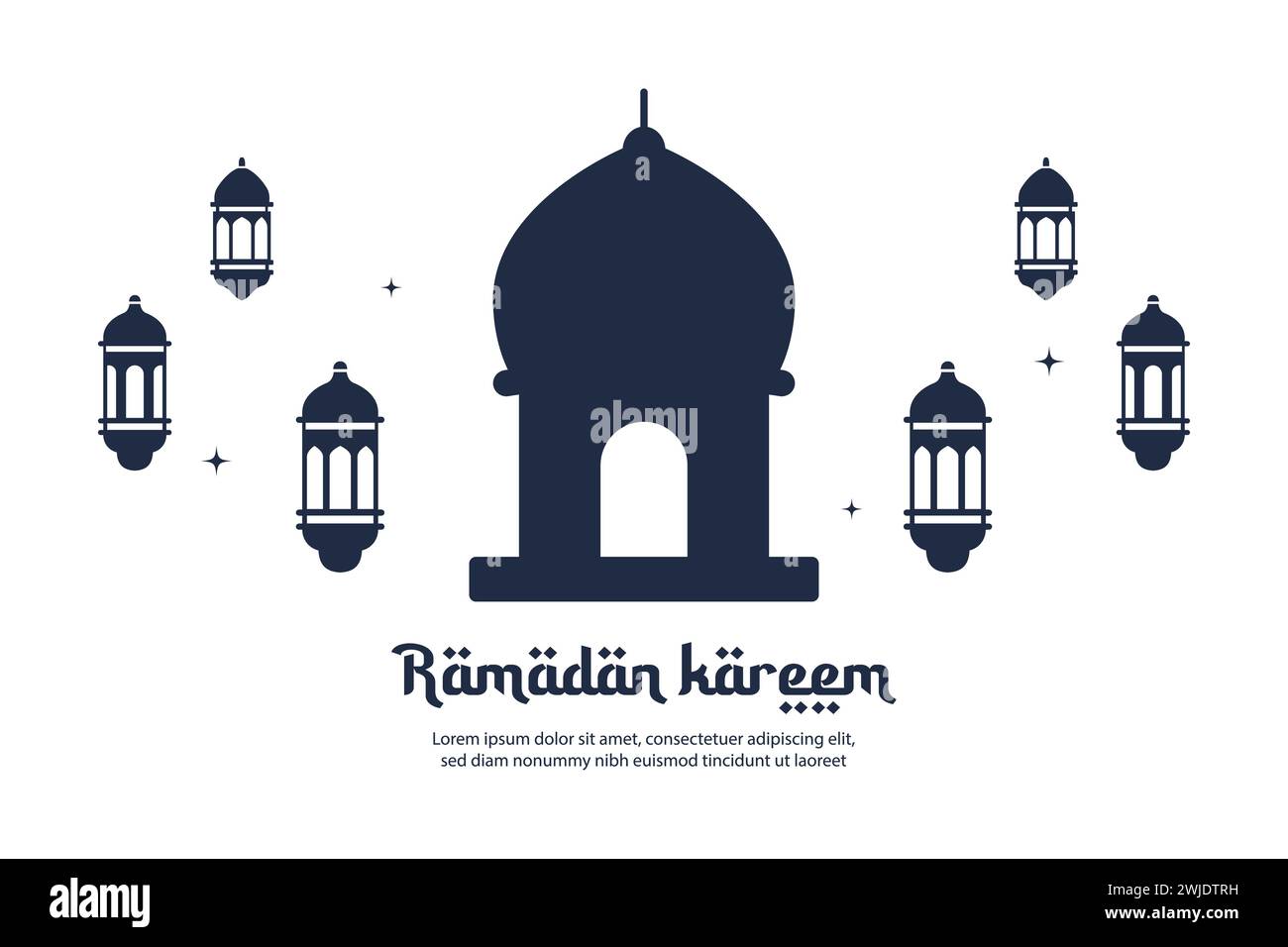 Ramadan Kareem mosque lantern silhouette vector illustration Stock ...