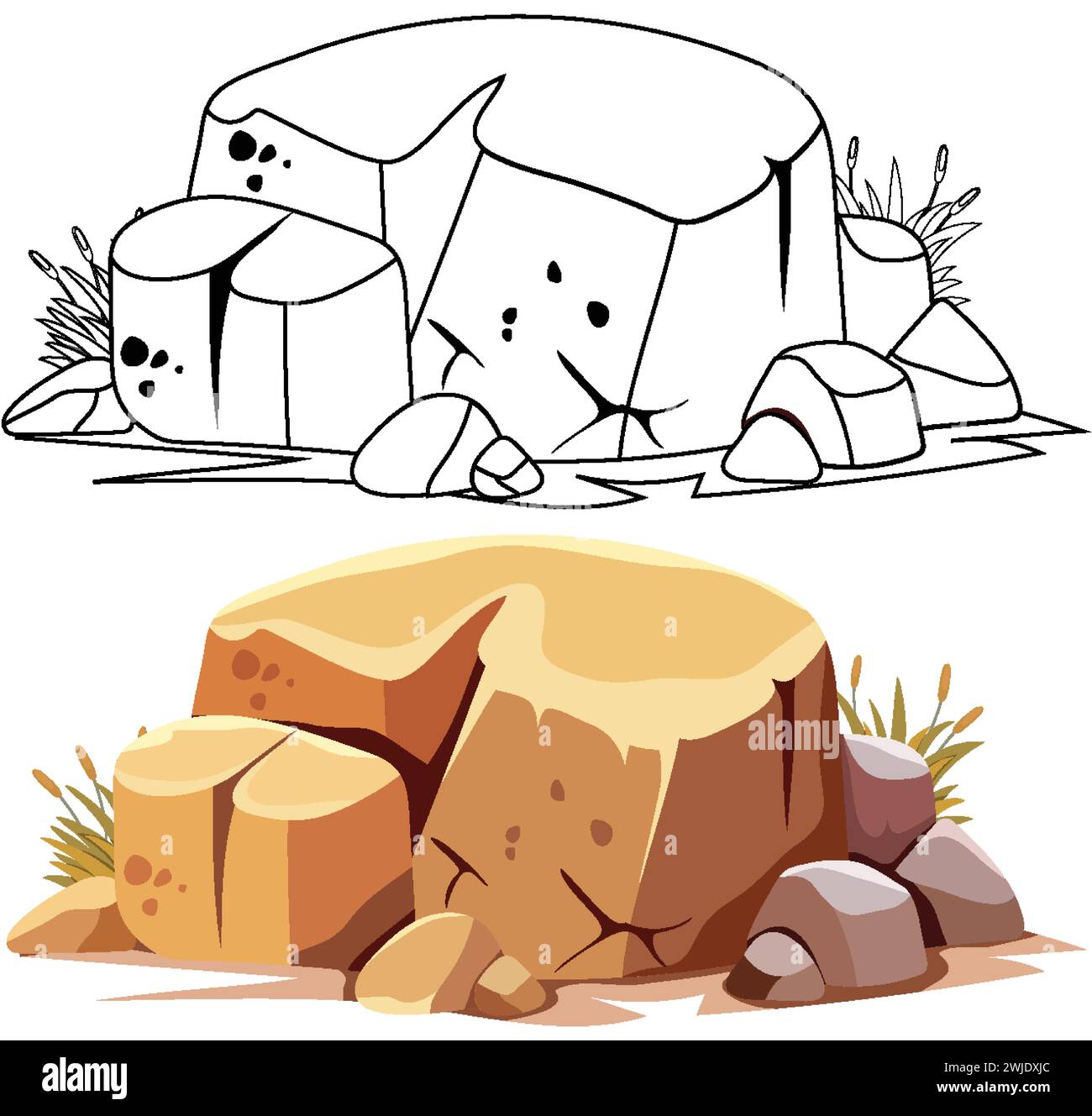Two Rocks Meme Cartoon Two illustrations of rocks with cute facial expressions Stock Vector ...