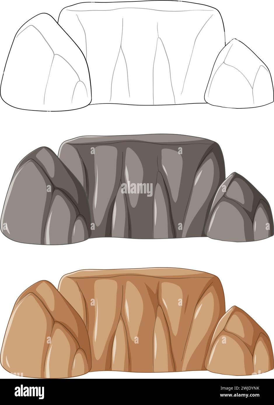 Three sets of rocks in different shades and shapes Stock Vector Image ...