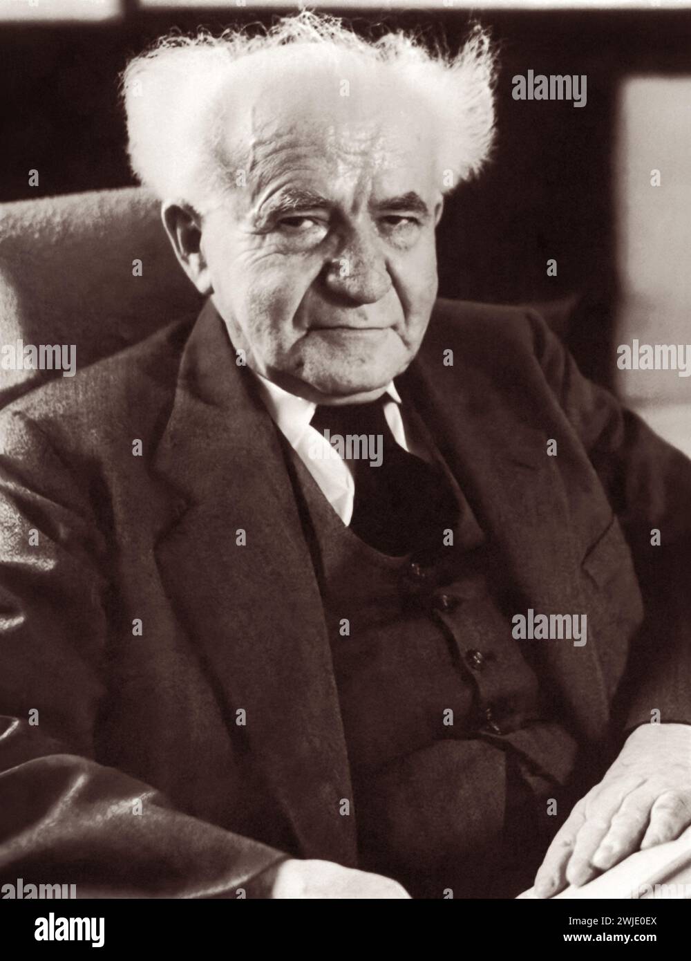 David Ben-Gurion (1886-1973), primary national founder of the State of Israel as well as the state's first prime minister. Stock Photo