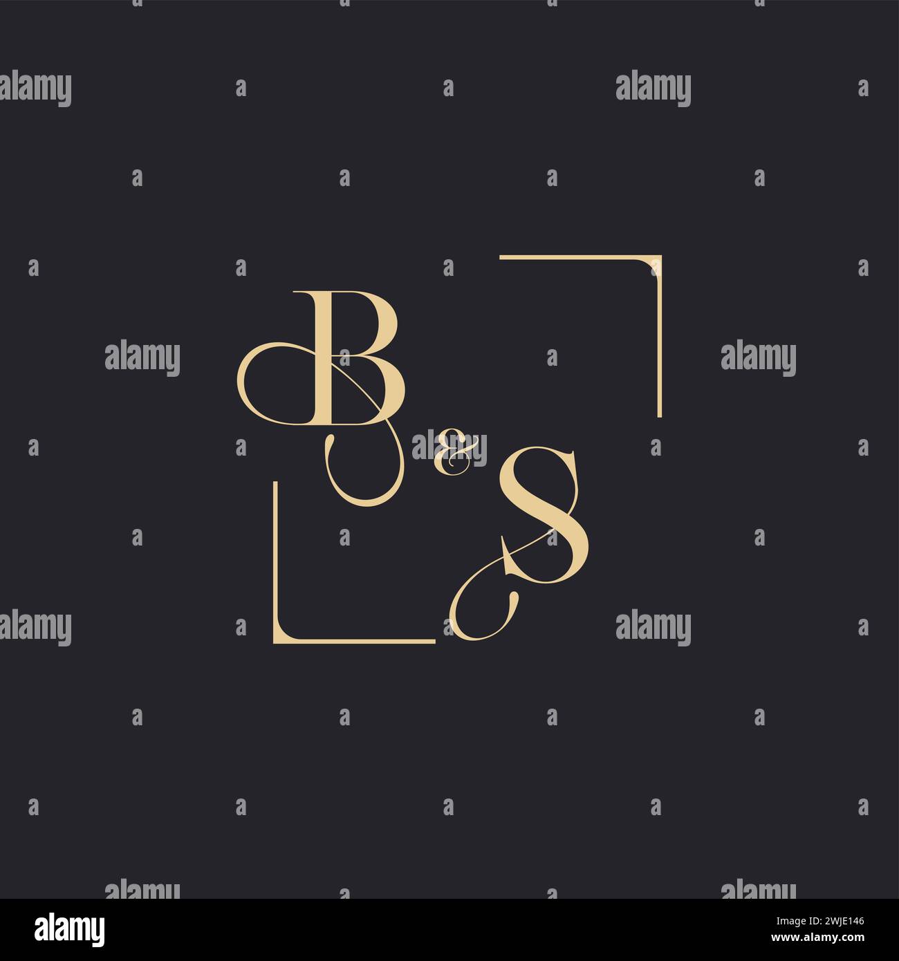 BS simple concept of wedding outline logo and square of initial design ...