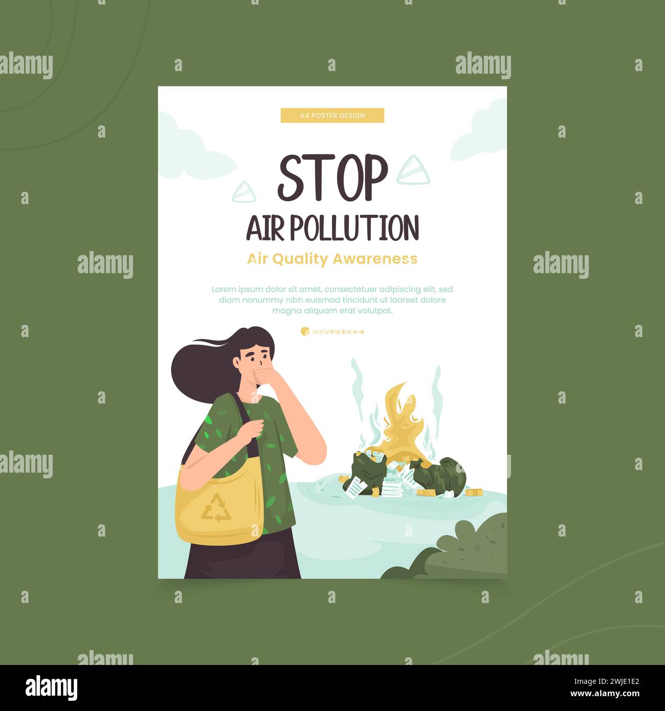 Stop air pollution illustration on poster design Stock Vector