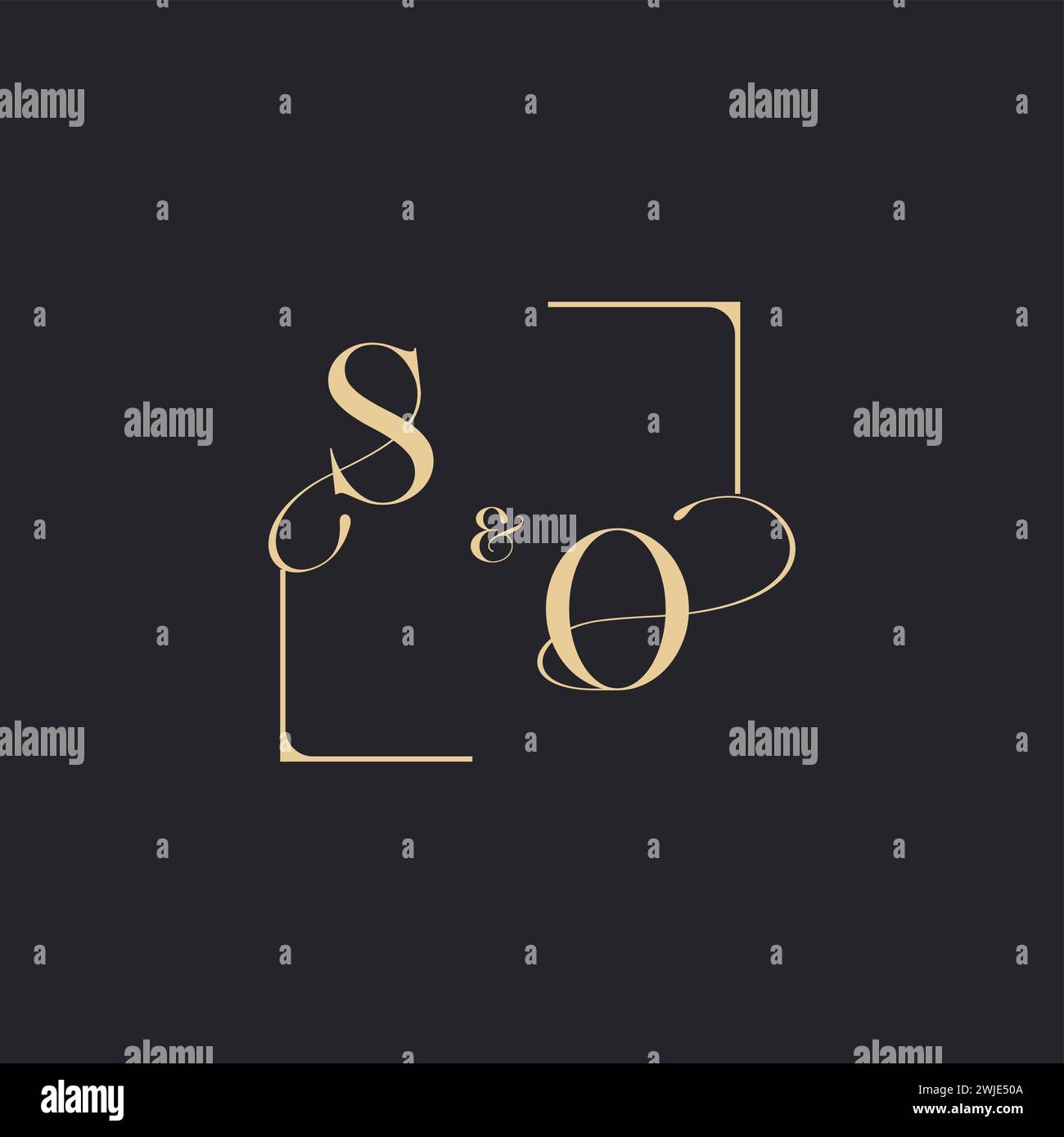 SO simple concept of wedding outline logo and square of initial design ...