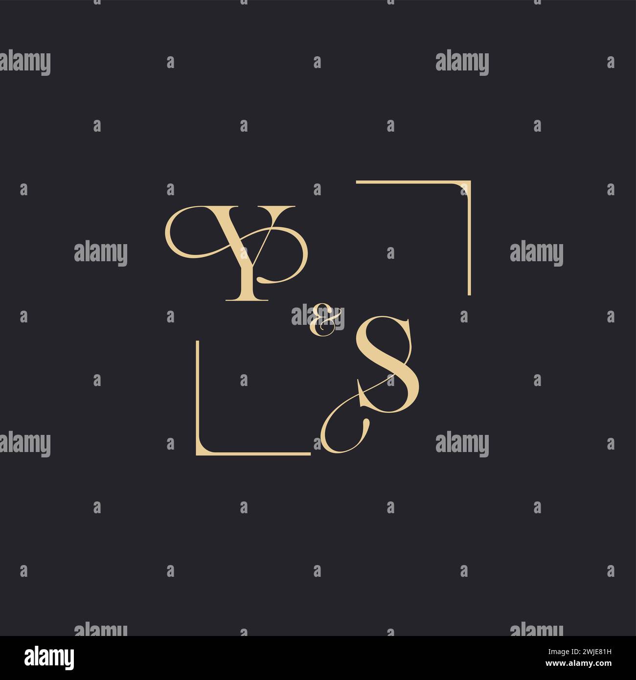 YS simple concept of wedding outline logo and square of initial design ...