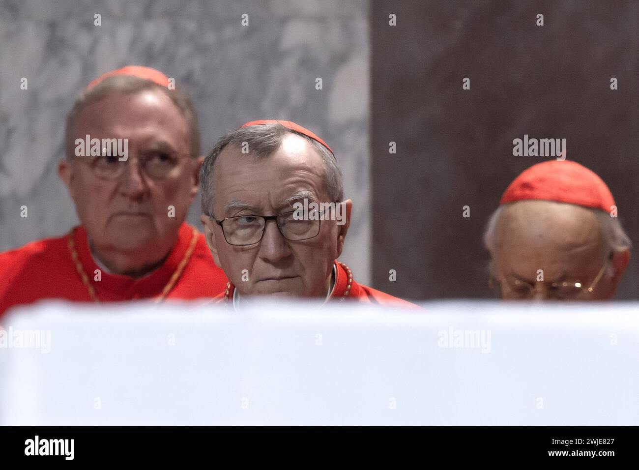 Rome, Italy, 14 february 2024. Cardinal Pietro Parolin attends the Ash