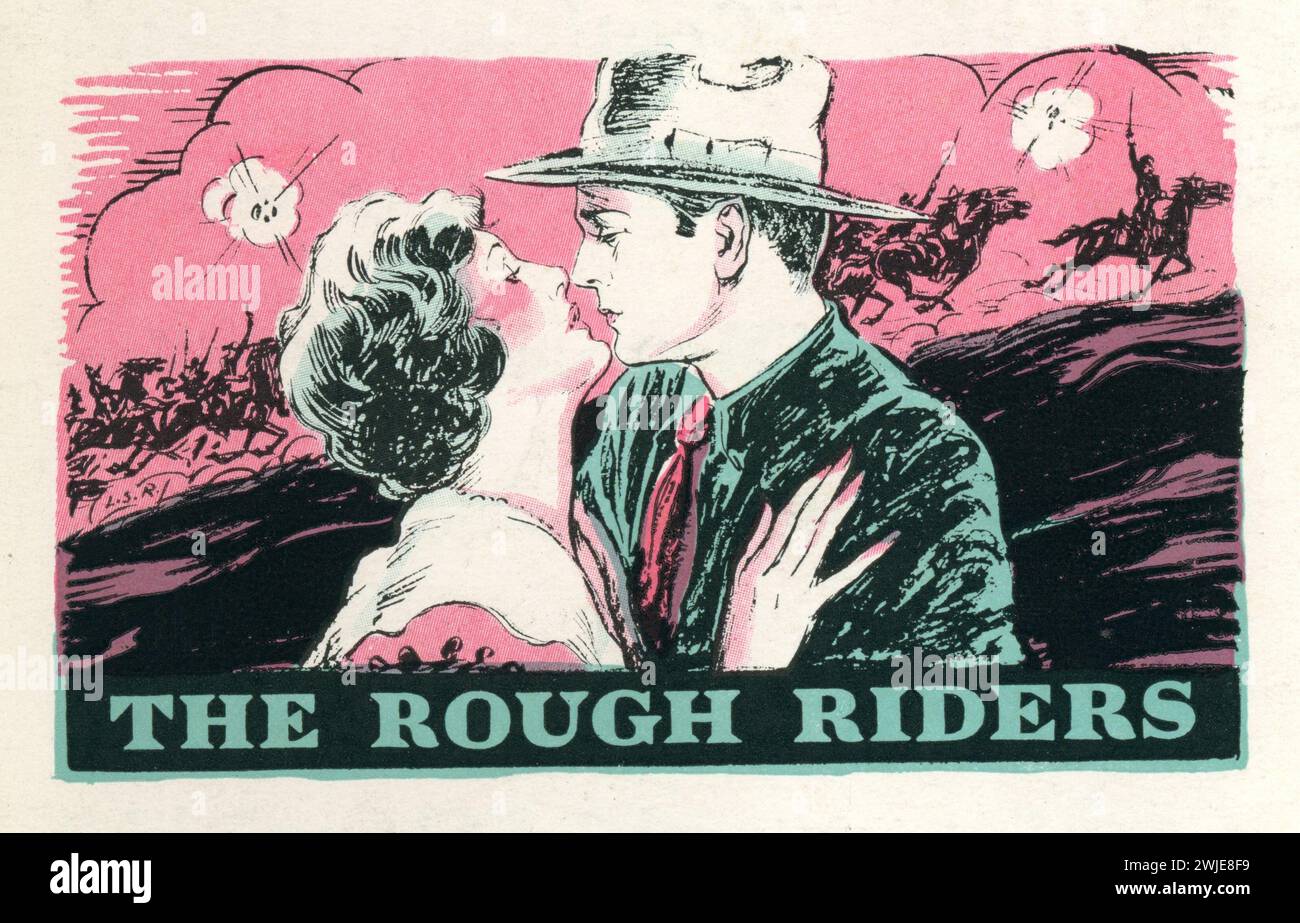 Promotional artwork from 1927 for CHARLES FARRELL and MARY ASTOR in THE ROUGH RIDERS 1927 director VICTOR FLEMING publicity for Paramount Pictures Stock Photo