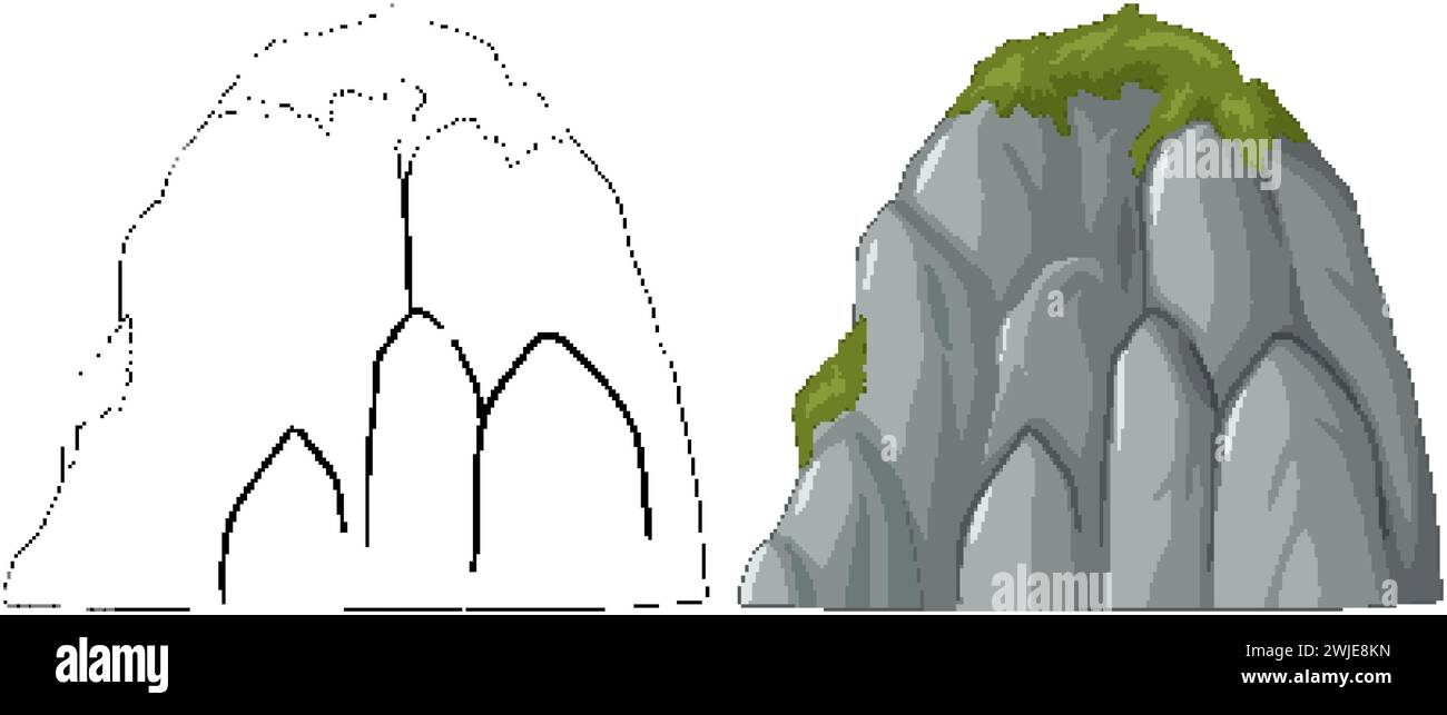 Vector drawing of a mountain with foliage Stock Vector
