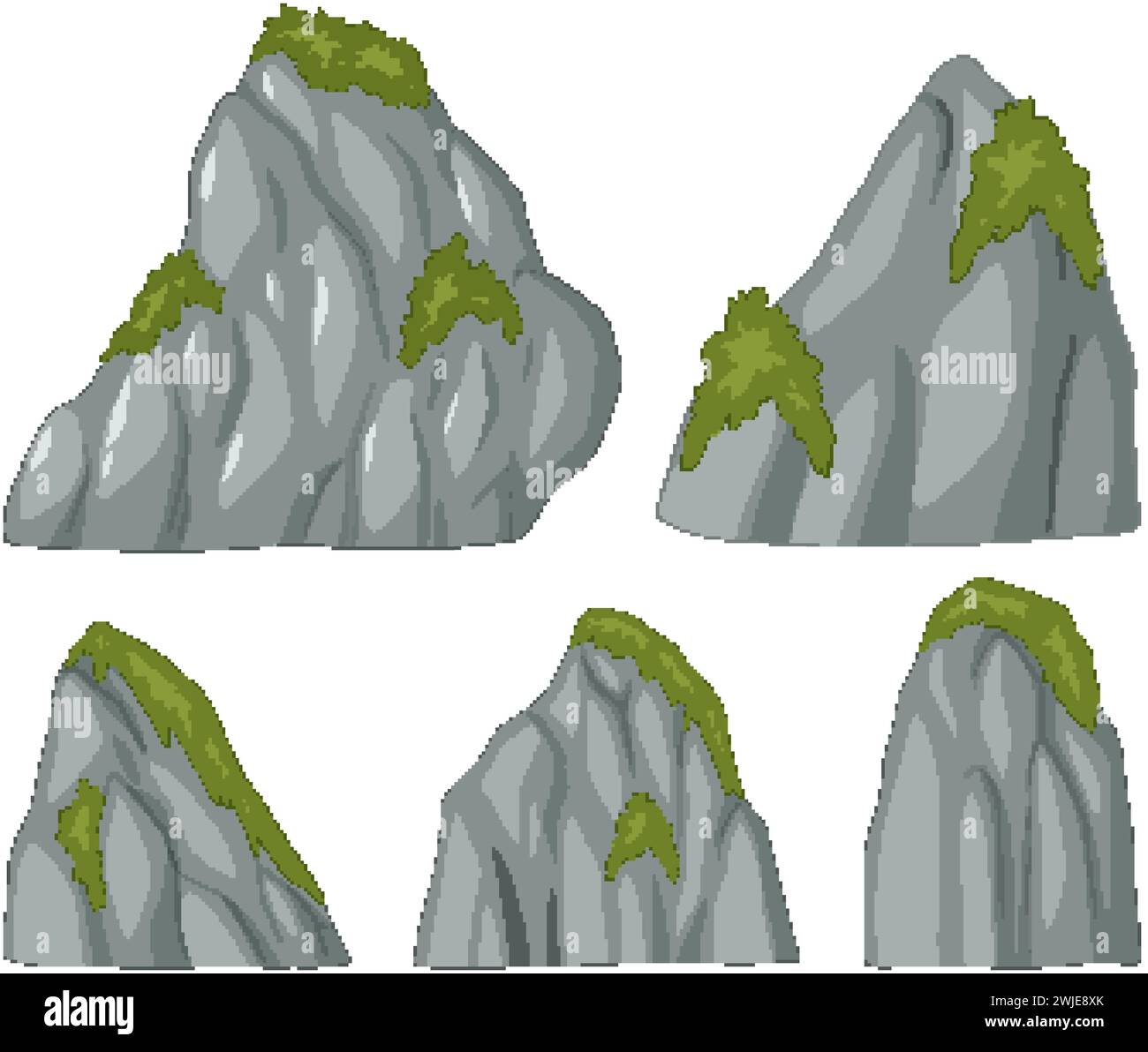 Collection of stylized mountain vector graphics Stock Vector