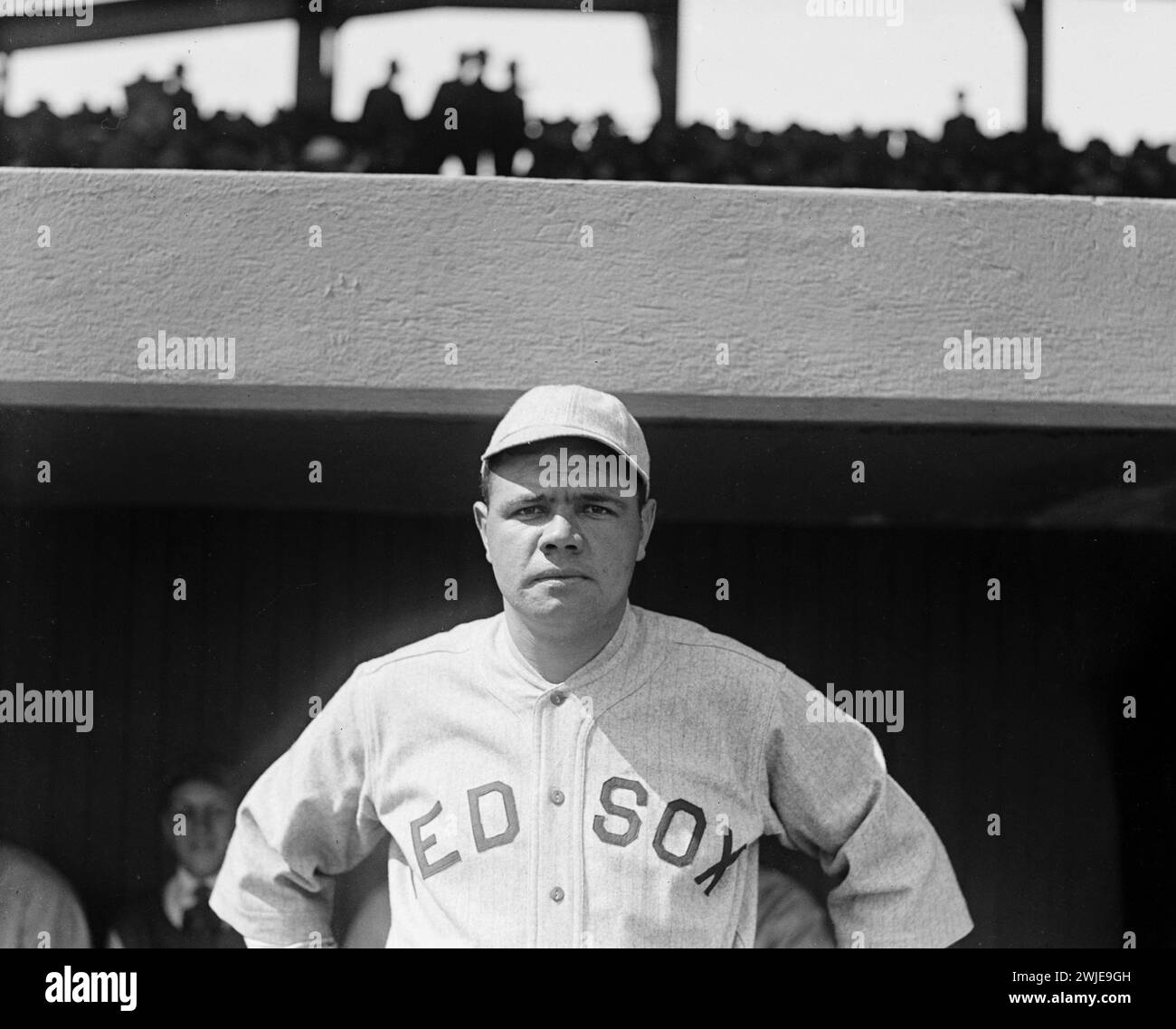Baseball legend Babe Ruth in a Boston Red Sox shirt, 1919 Stock Photo
