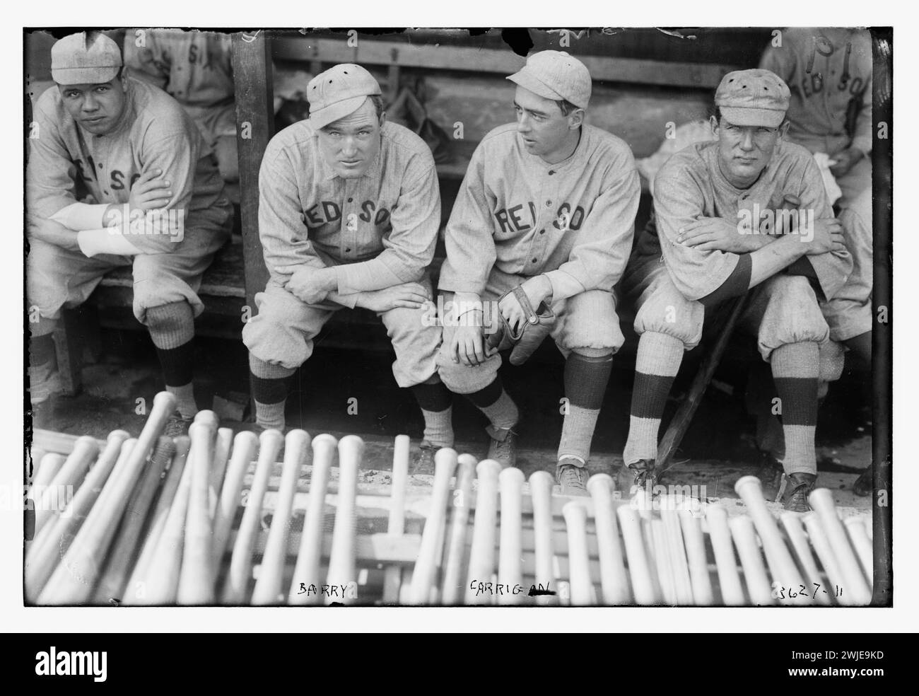 Babe Ruth, Bill Carrigan, Jack Barry, & Vean Gregg, Boston AL - baseball players - 1915 Stock Photo