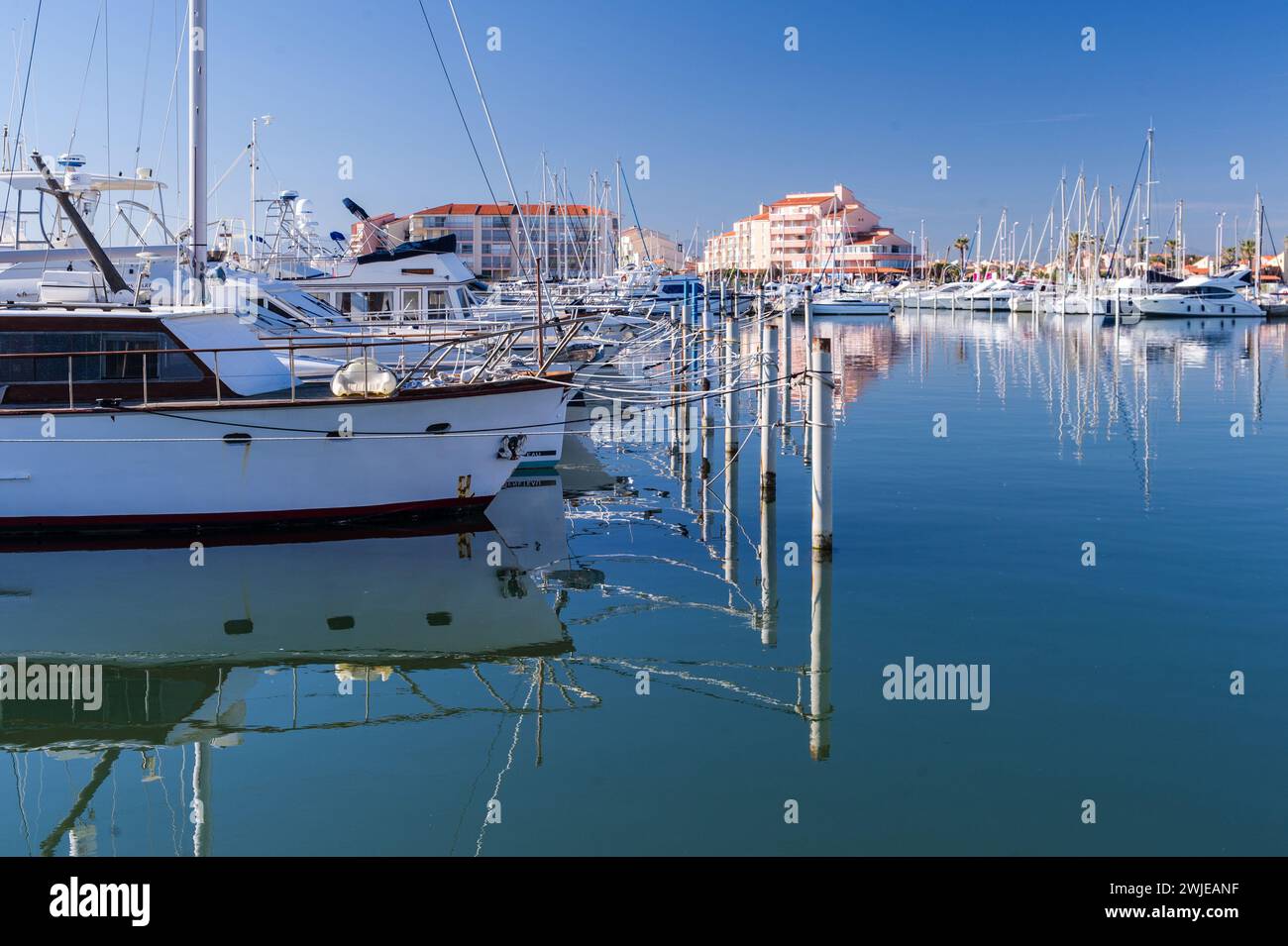 Le Barcares (south of France): the harbour Stock Photo