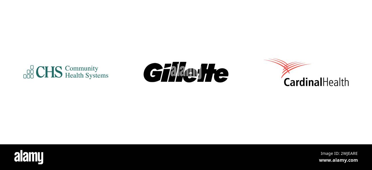 Cardinal Health, Gillette, Community Health Systems. Editorial vector