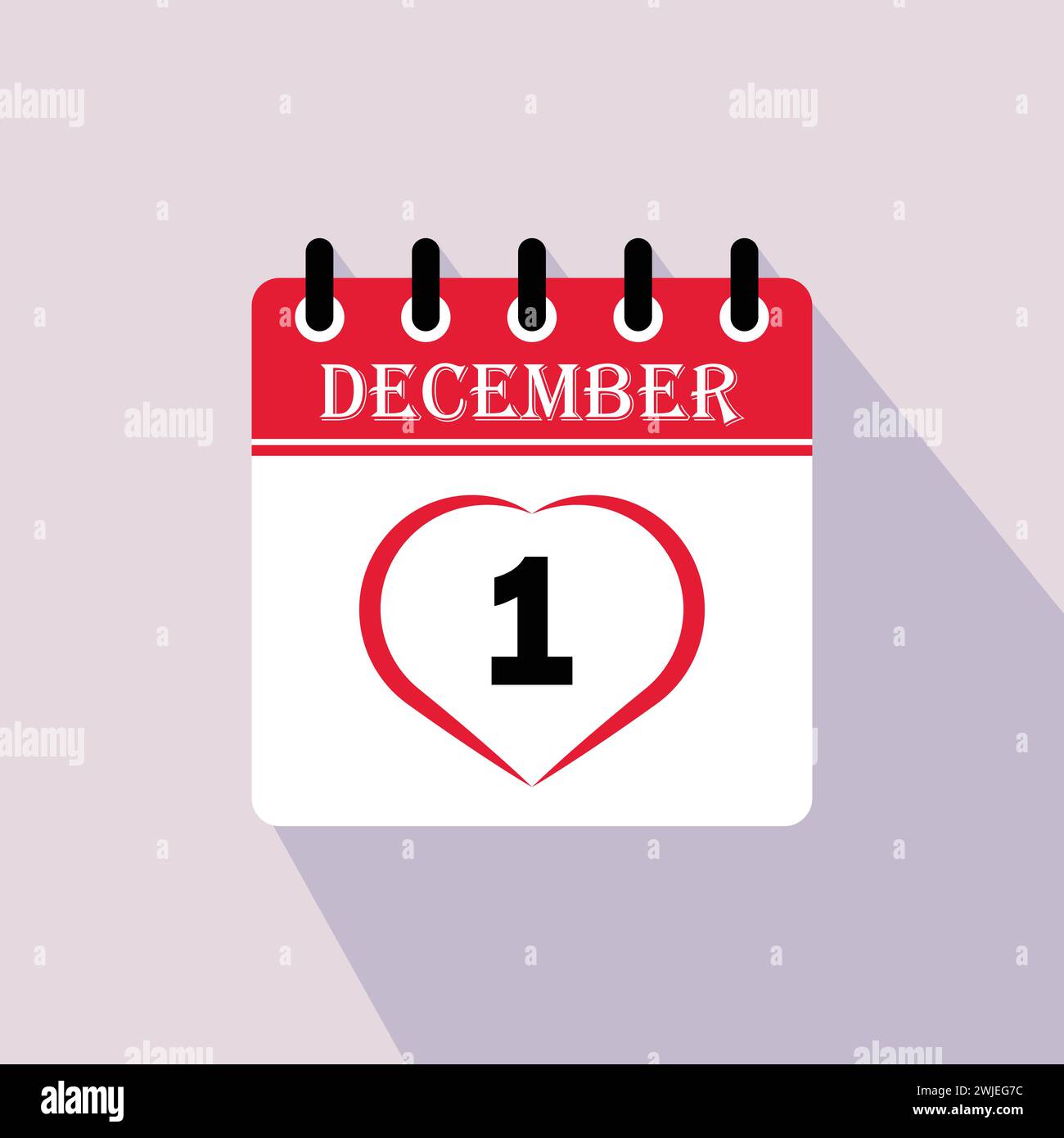 Icon calendar day - 1 December. 1st days of the month, vector illustration. Stock Vector