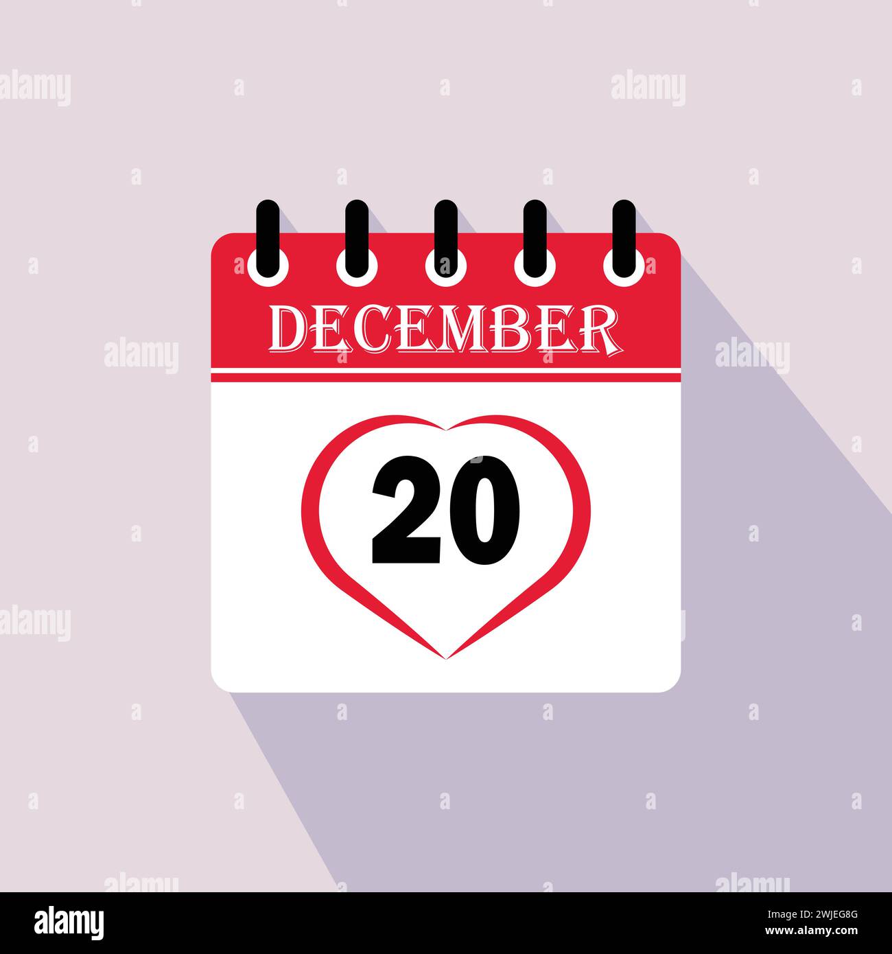 Icon calendar day 20 December. 20th days of the month, vector illustration Stock Vector Image